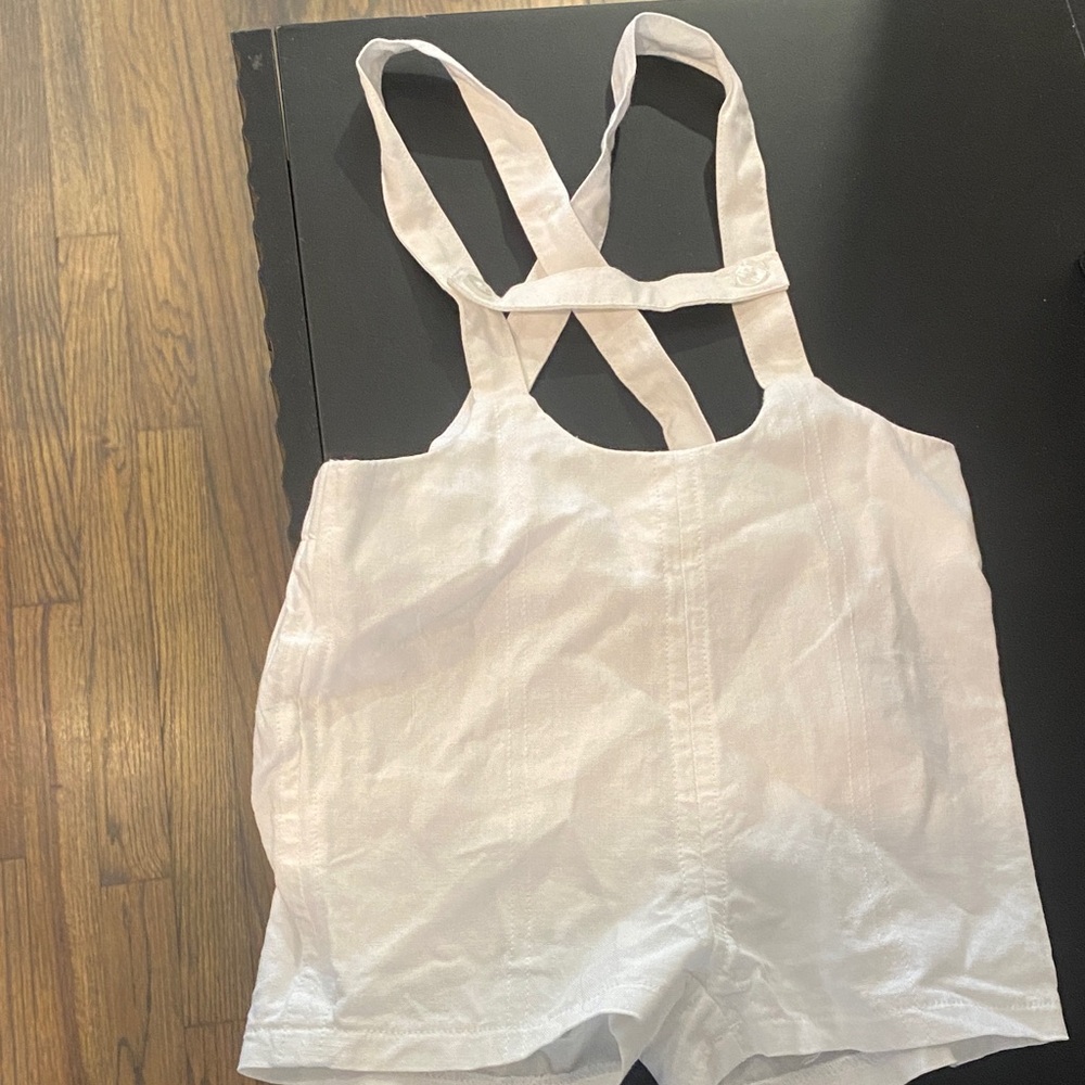 White Kids Linen Overalls